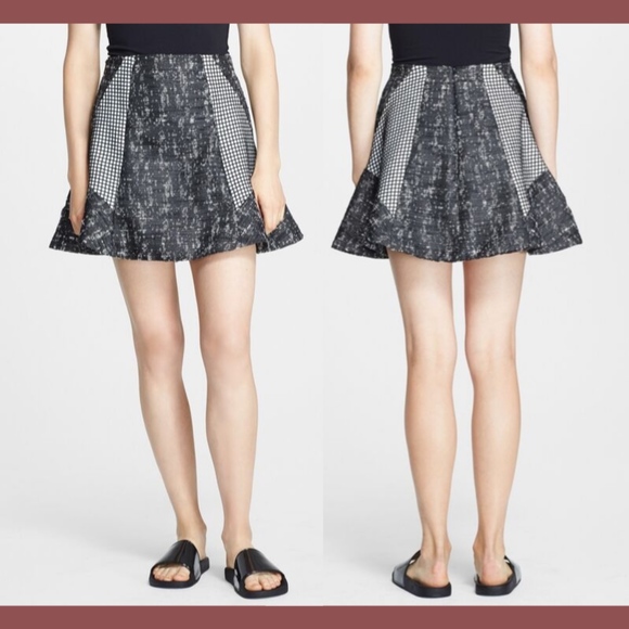 NWT $495 Jonathan Simkhai Boucle A-Line Skirt in Black/White [ SIZE 10‎ ]